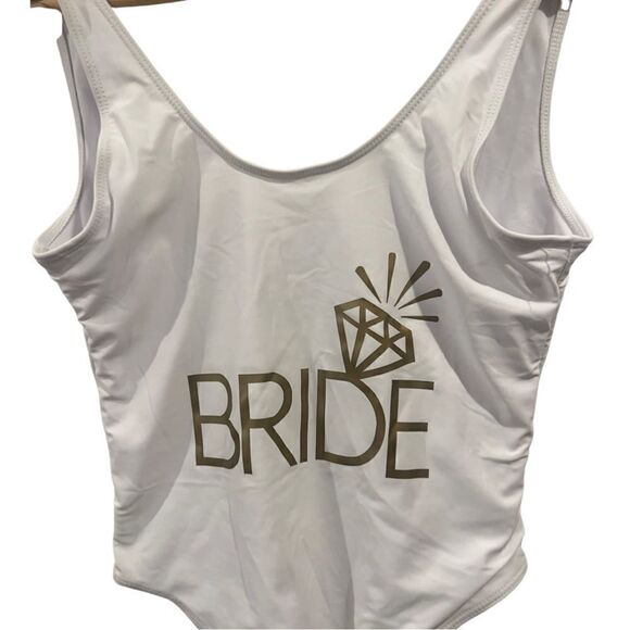 Shein Graphic Bride white one piece Swimsuit size Large - Picture 5 of 6